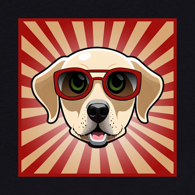 Puppy Wearing Red Sunglasses Labrador Retriever by 4U2NV-LDN